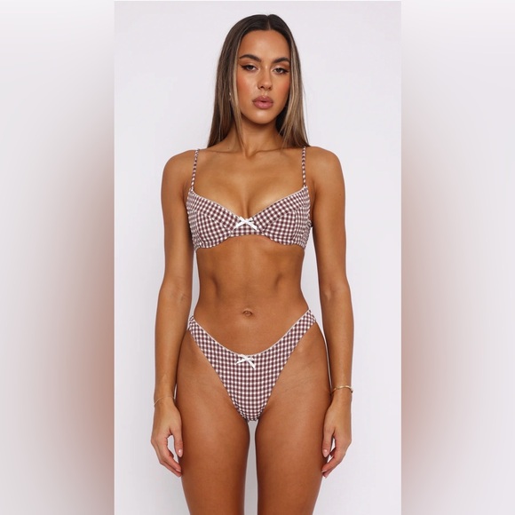 White Fox Boutique Other - White Fox Beachside Bikini Set Choc Gingham